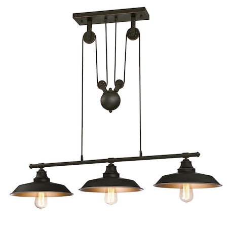 Westinghouse Three-Light Indoor Island Pulley Pendant Iron Hill ORB 6332500